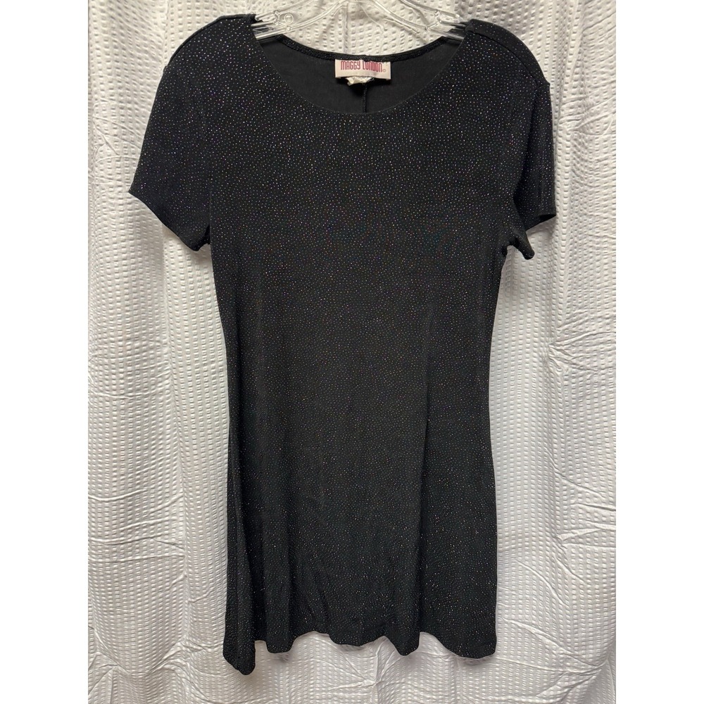Maggie London Modern Classic Black Shimmer Shtretch Sheath Dress XS/S‎ Party